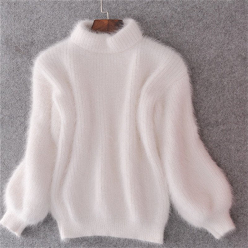 Women's Soft Knit Sweater with Puffed Sleeves