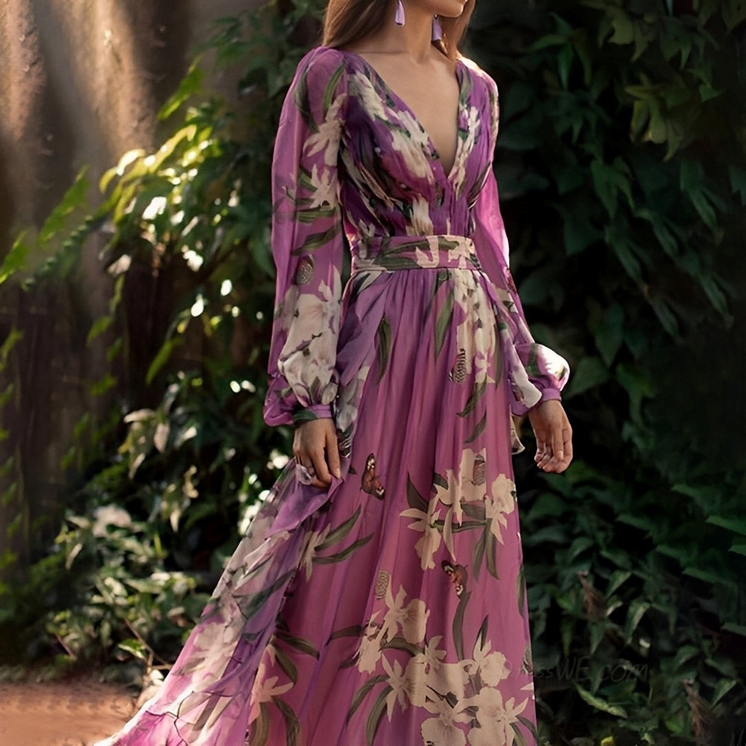 Women's Enchanted Garden V-Neck Maxi Dress