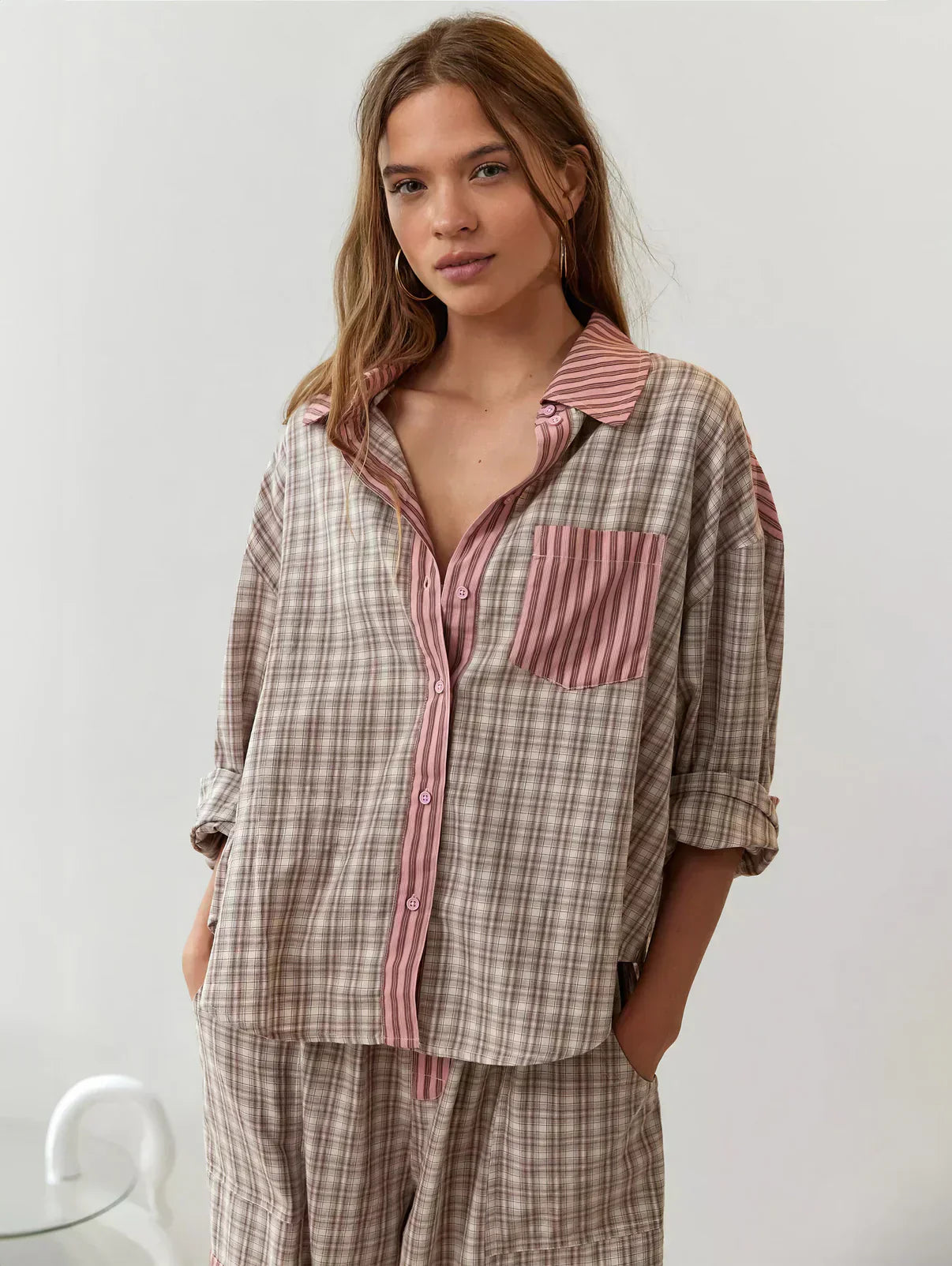 Women’s Relaxed Checkered Pajama Set