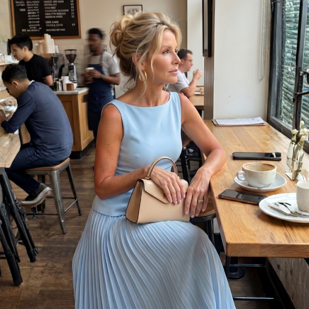 Women's Sleeveless Peplum Top & Pleated Maxi Skirt Set