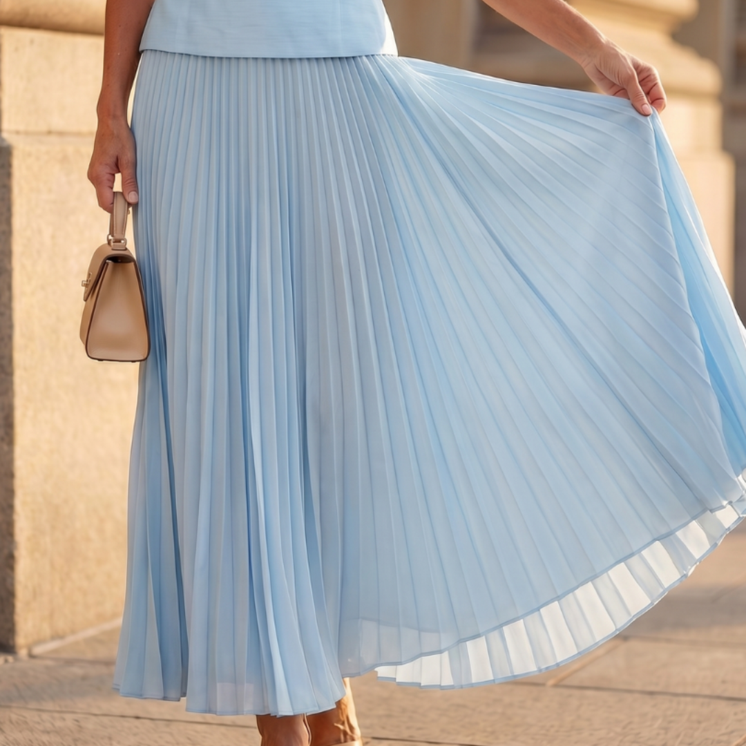 Women's Sleeveless Peplum Top & Pleated Maxi Skirt Set