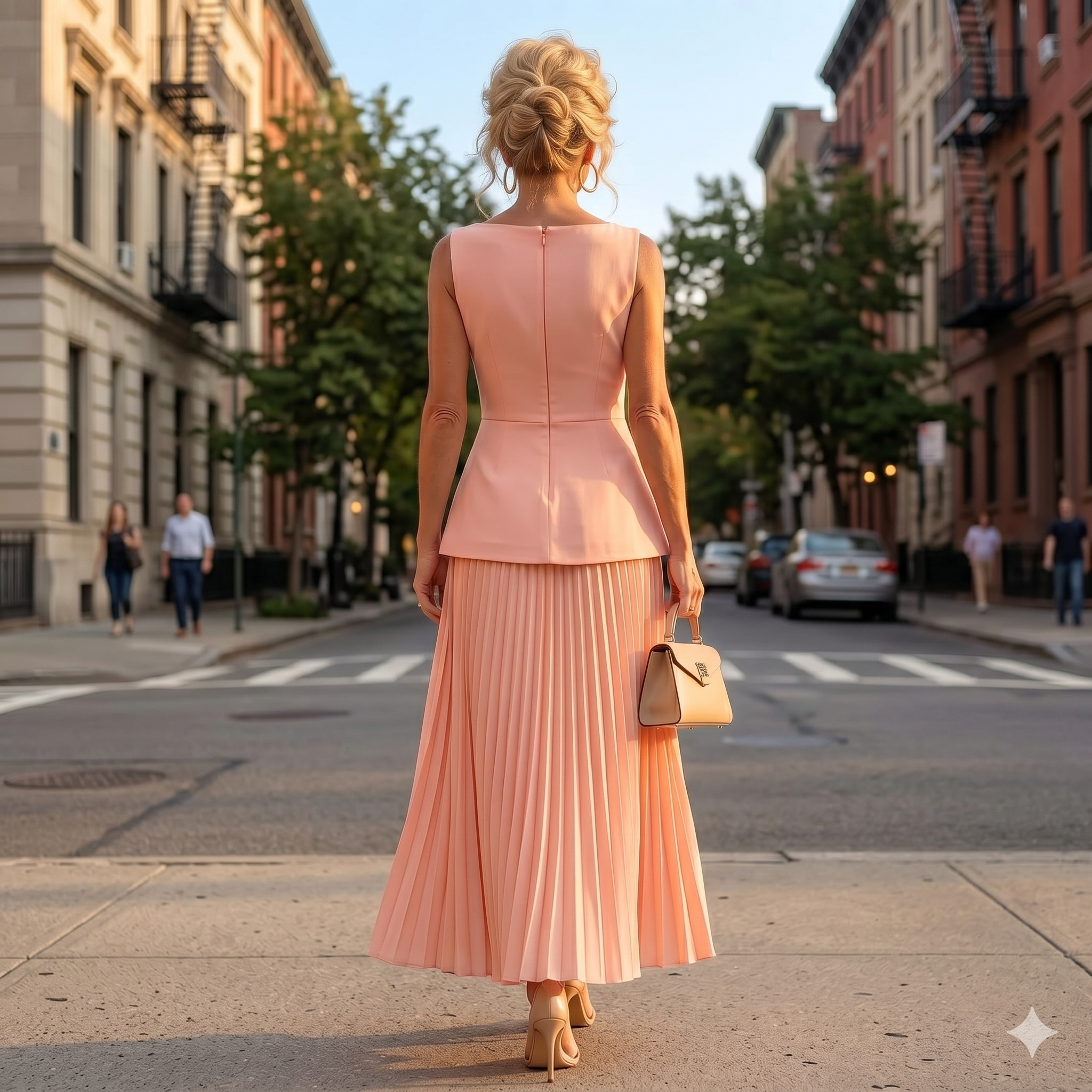 Women's Sleeveless Peplum Top & Pleated Maxi Skirt Set