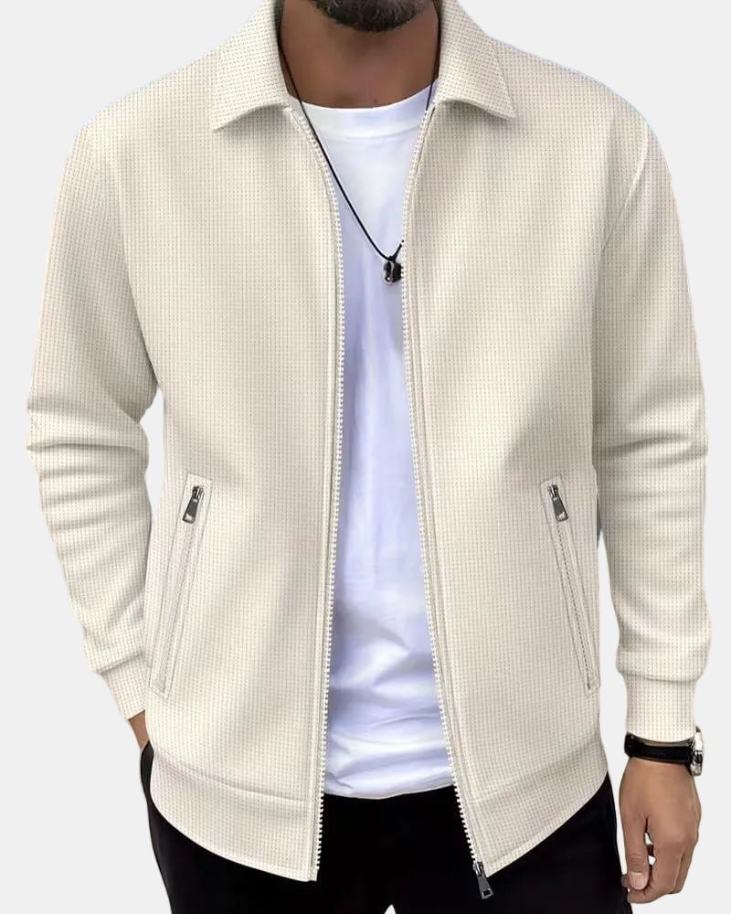 Men's Bomber Zip-Up Jacket with Shirt Collar