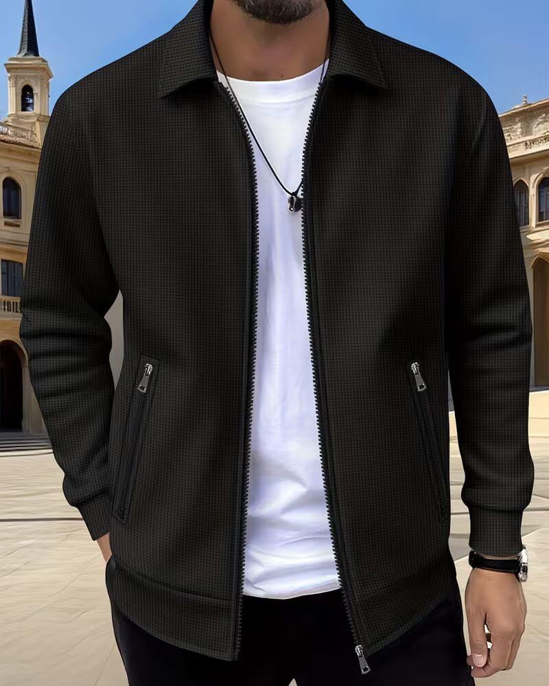 Men's Bomber Zip-Up Jacket with Shirt Collar