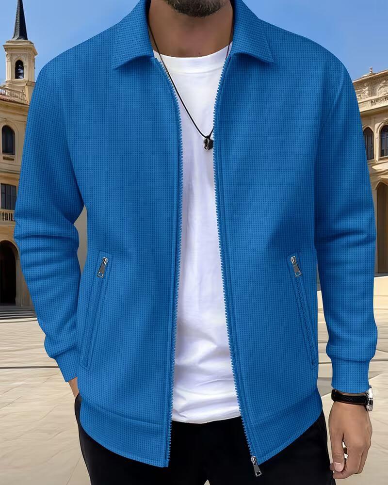 Men's Bomber Zip-Up Jacket with Shirt Collar