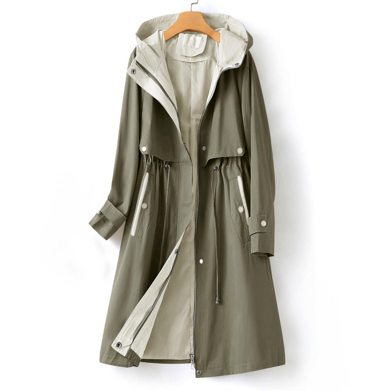 Women's trench coat with hood | Waterproof and long-sleeved