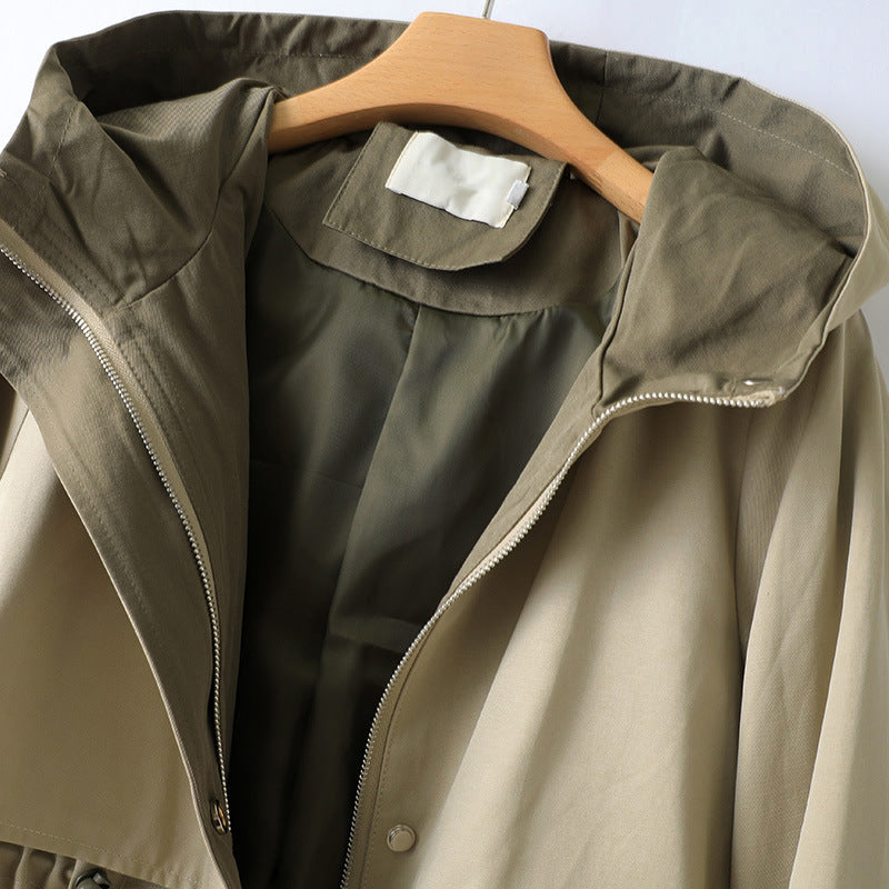 Women's trench coat with hood | Waterproof and long-sleeved