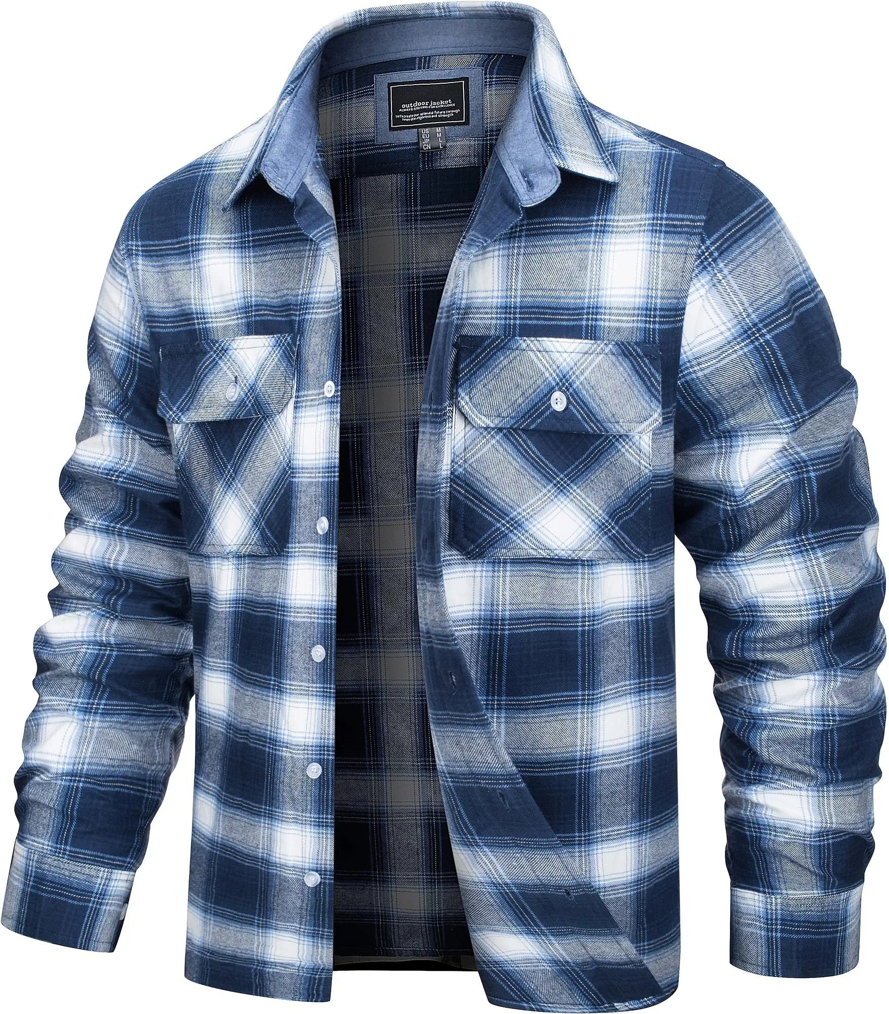 Stylish Cotton Checked Flannel Shirt Jacket