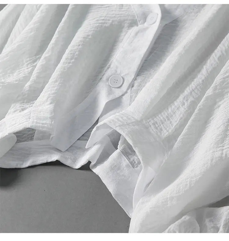 Women's V-Neck Button-Front Blouse with Relaxed Long Sleeves