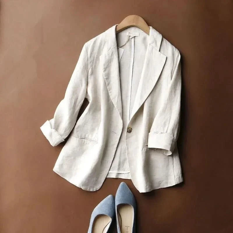 Women's Single-Breasted Linen Blend Blazer