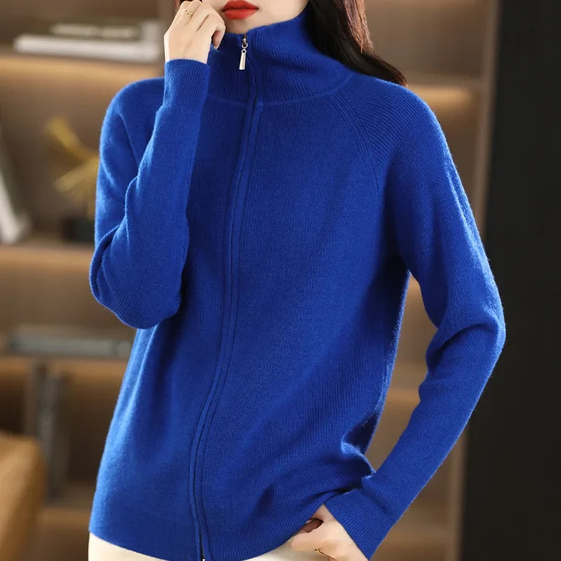 Women's Cardigan with Dual Zip Closure