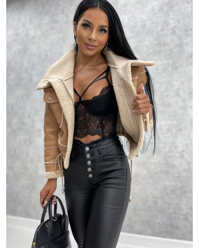 Women's Stylish Cropped Leather Jacket