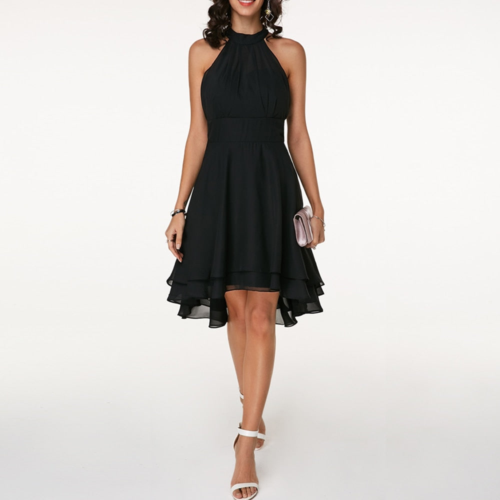 Women's Halter Neck Mini Dress with Flowing Silhouette
