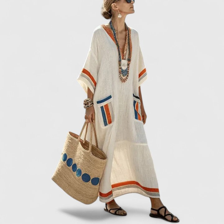 Women's Bohemian Maxi Dress with Pockets
