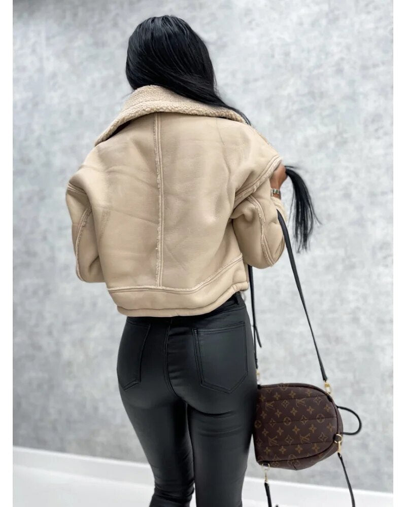 Women's Stylish Cropped Leather Jacket
