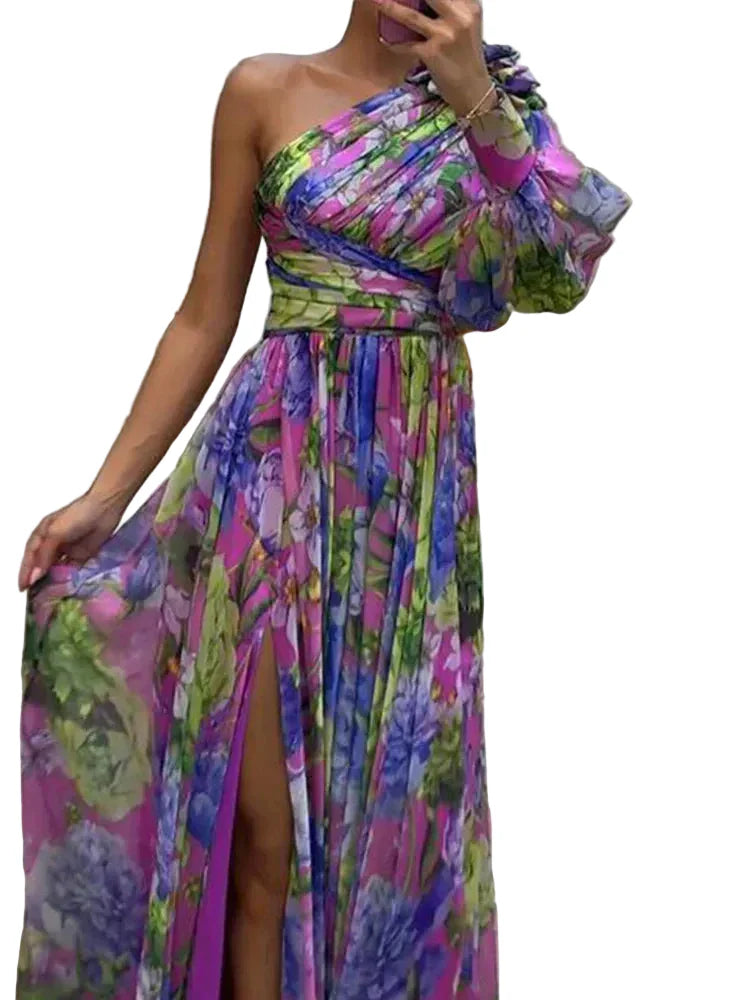 Women’s One Shoulder Floral Maxi Dress