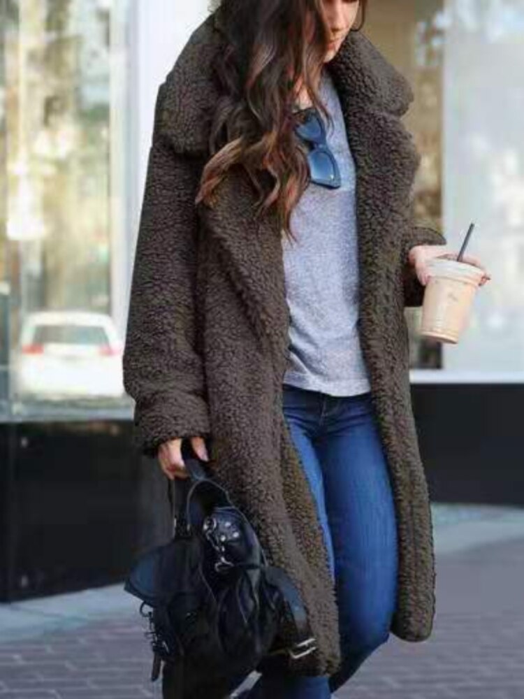Soft Women's Fleece Teddy Coat Long Style