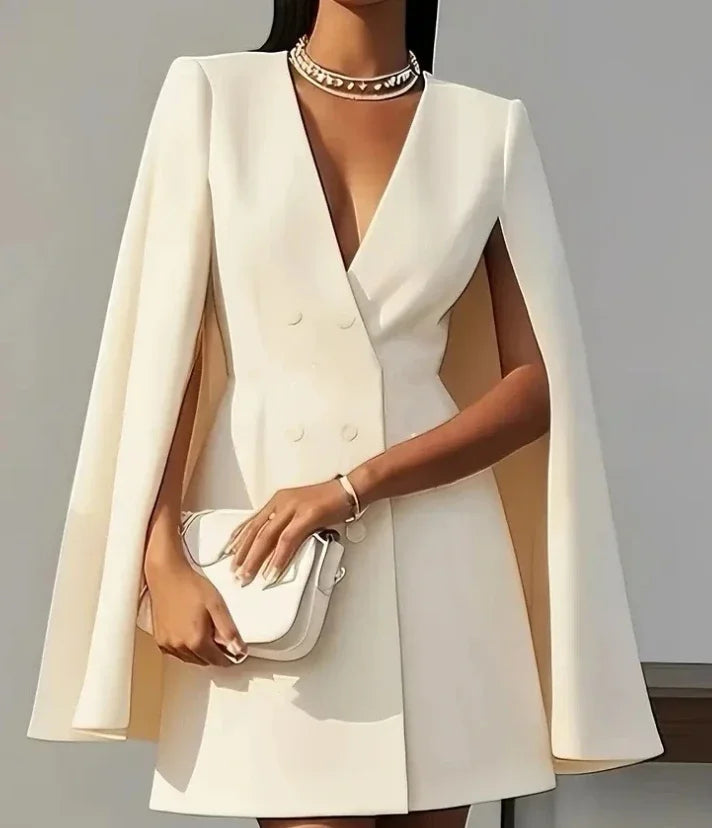 Women's Cape Sleeve Double-Breasted Mini Dress