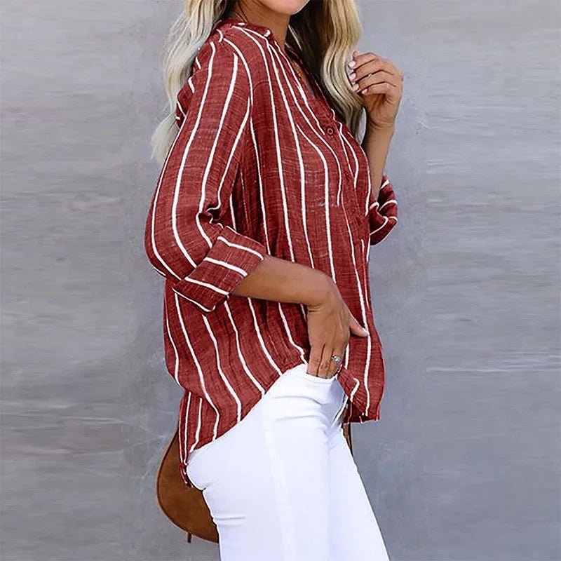 Women's Oversized Striped Shirt with Relaxed Fit