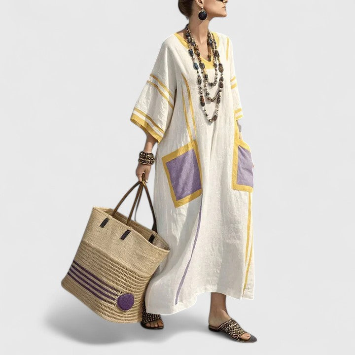 Women's Bohemian Maxi Dress with Pockets