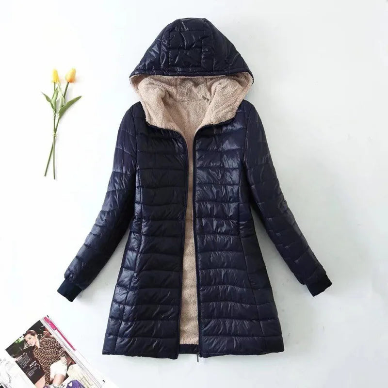 Warm Ladies Fleece Winter Jacket with Hood