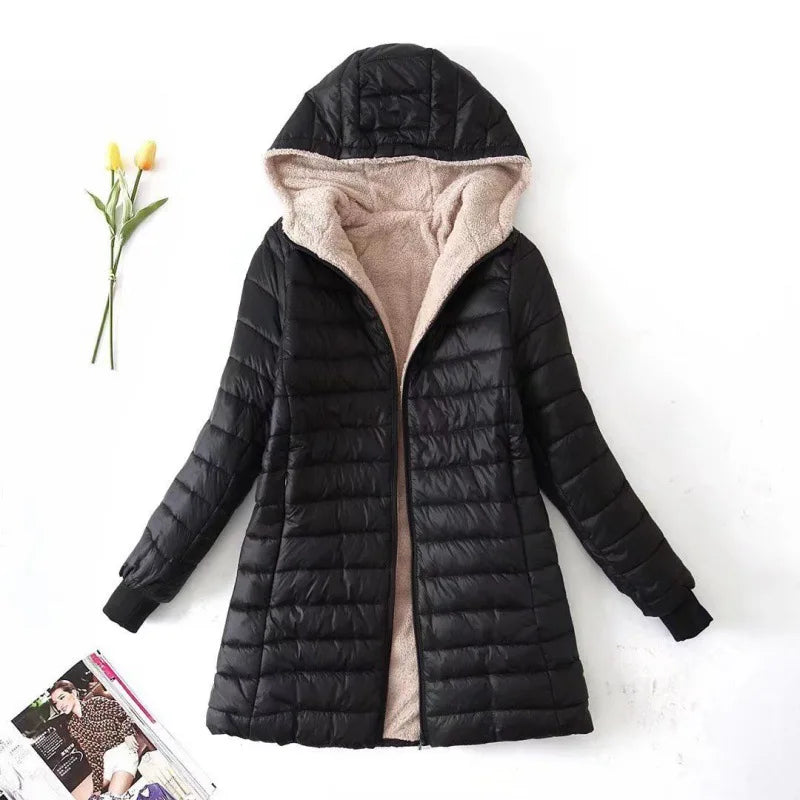 Warm Ladies Fleece Winter Jacket with Hood