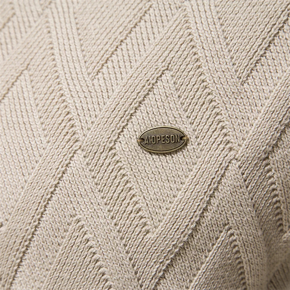 Men's Crew Neck Knit Sweater with Textured Design