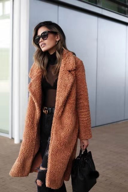 Soft Women's Fleece Teddy Coat Long Style
