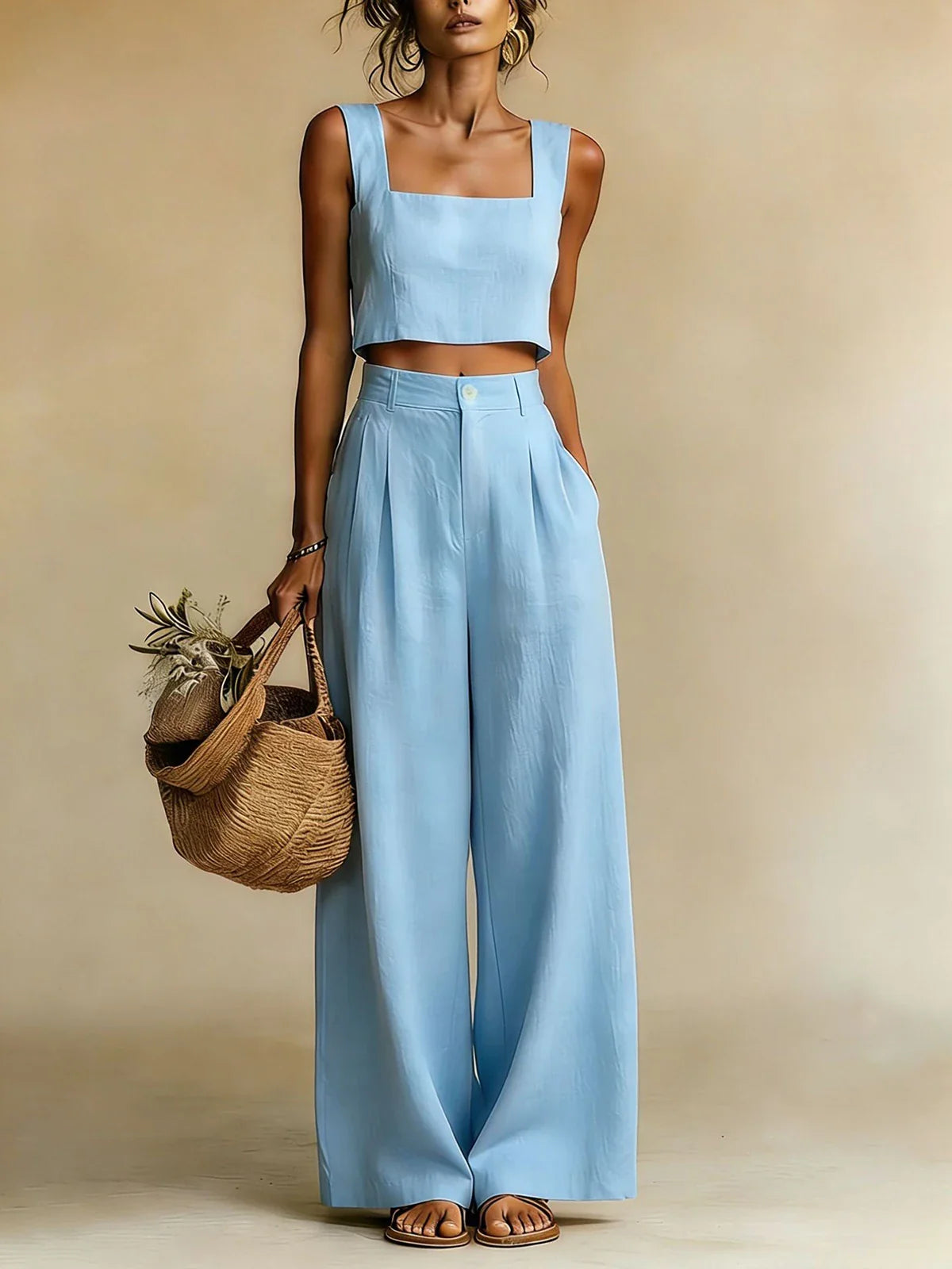 Women's Wide-Leg Palazzo Pants Set