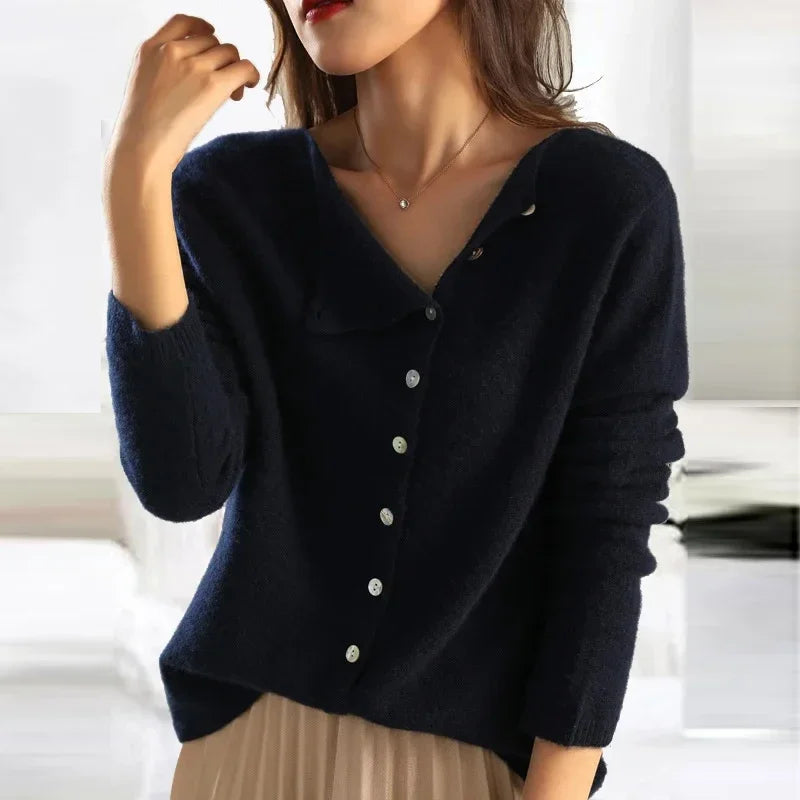 Women's Soft Knit Button V-Neck Cardigan