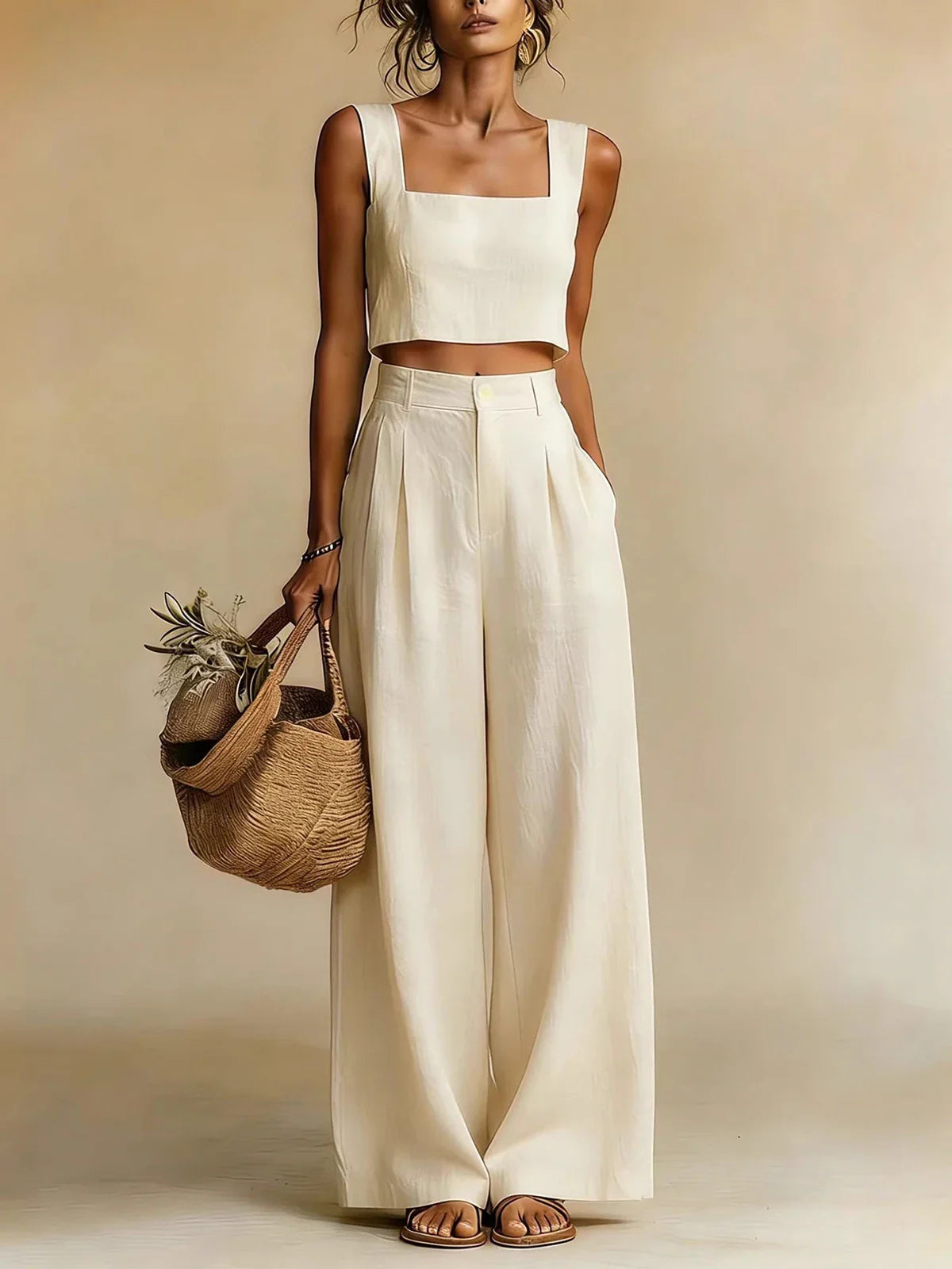Women's Wide-Leg Palazzo Pants Set