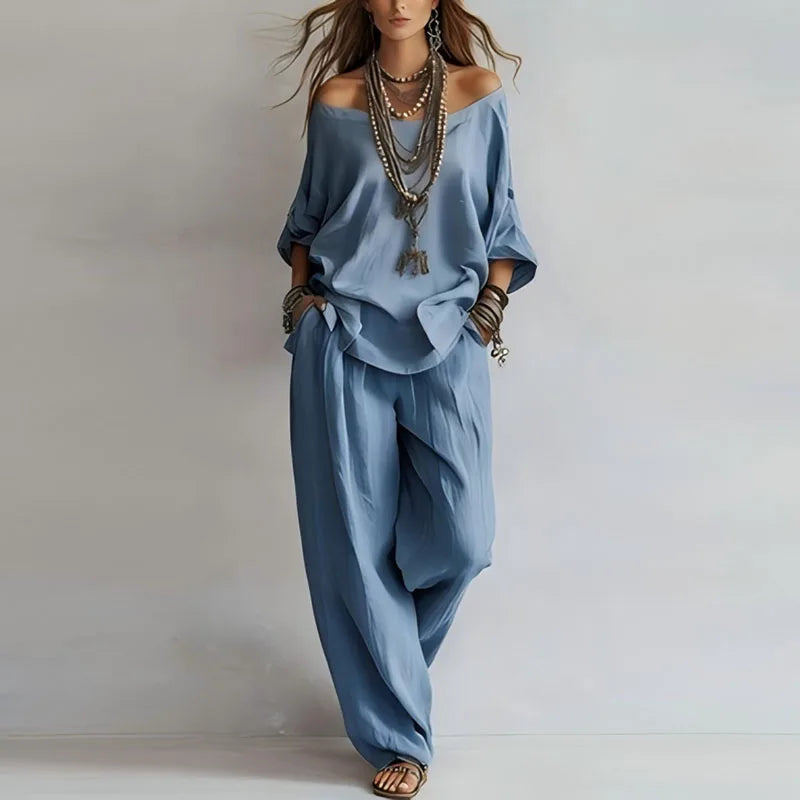 Women's Off-Shoulder Wide-Leg Co-ord Set