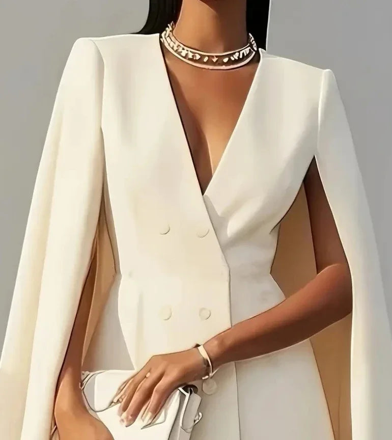 Women's Cape Sleeve Double-Breasted Mini Dress