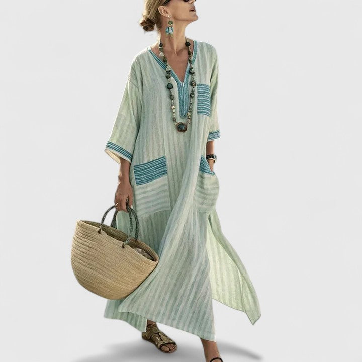 Women's Bohemian Maxi Dress with Pockets