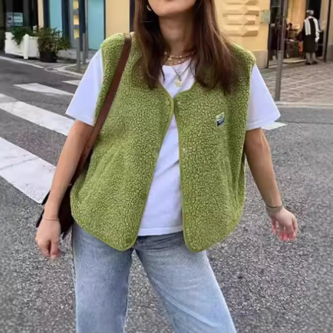 Women’s Relaxed Fit Teddy Fleece Vest