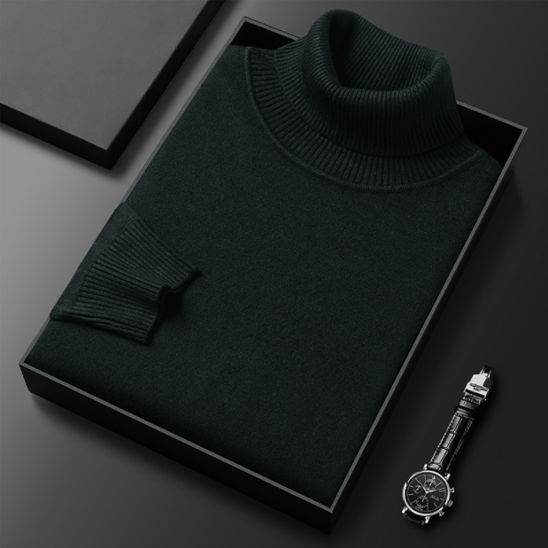 Men's Classic Turtleneck Sweater and Ribbed Collar