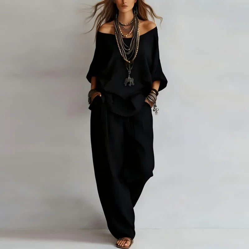 Women's Off-Shoulder Wide-Leg Co-ord Set