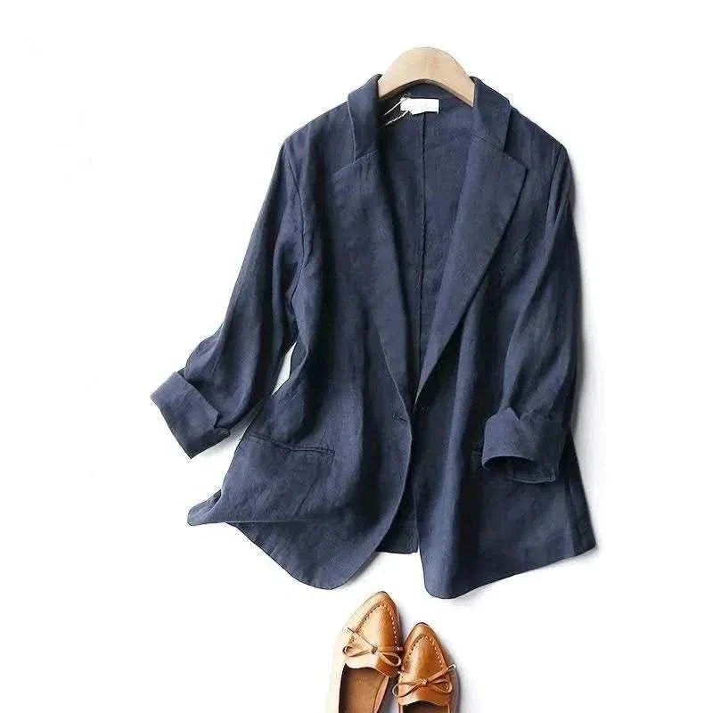 Women's Single-Breasted Linen Blend Blazer