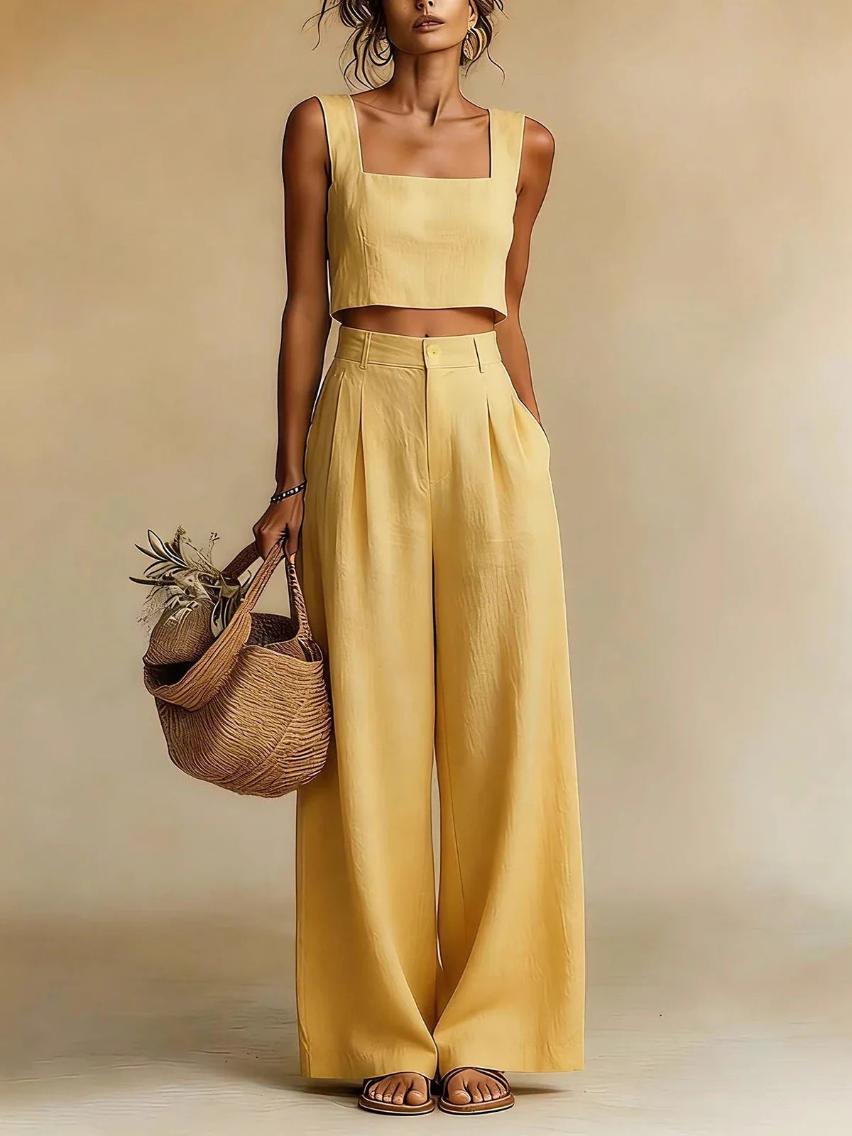 Women's Wide-Leg Palazzo Pants Set