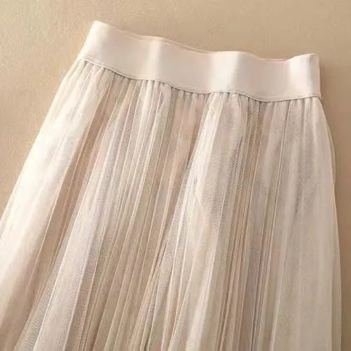 Women's High-Waisted Pleated Midi Skirt with Flowing Silhouette