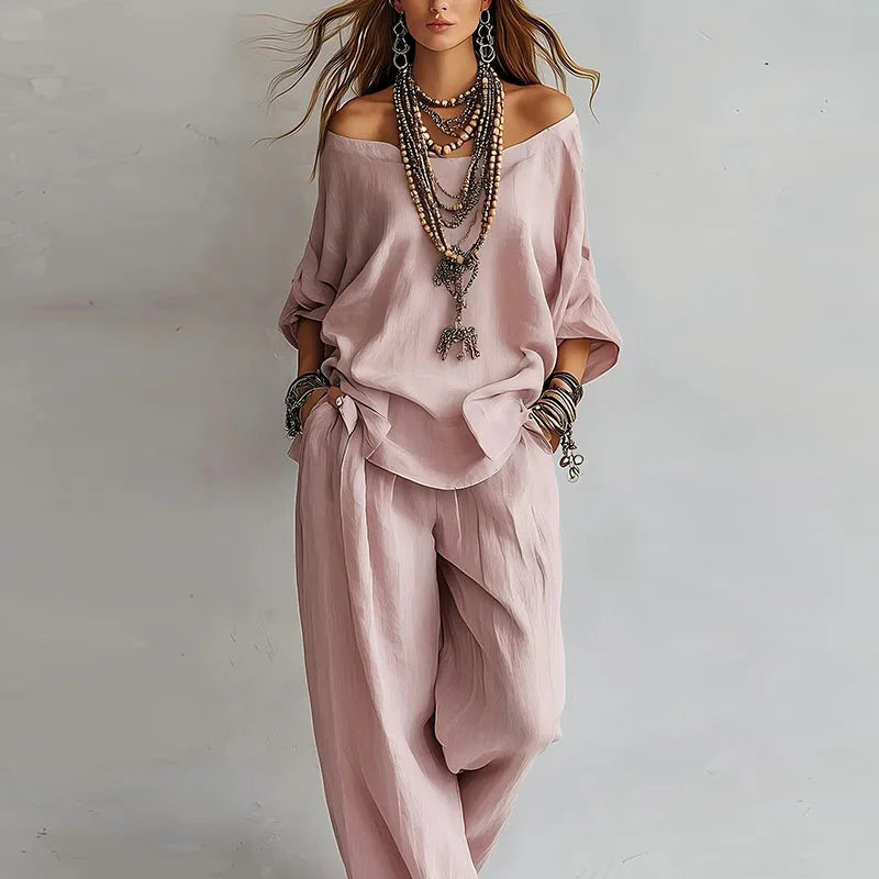 Women's Off-Shoulder Wide-Leg Co-ord Set