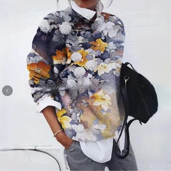 Women's Floral Print Pullover Sweater