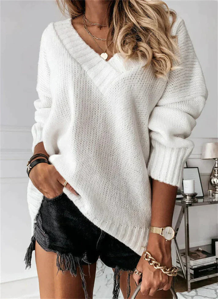 Comfortable Soft V-Neck Knit Sweater