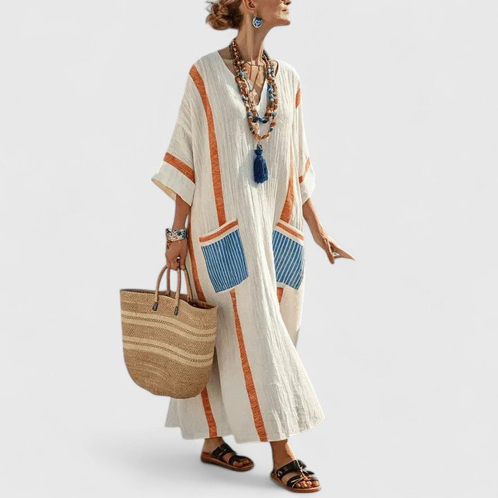 Women's Bohemian Maxi Dress with Pockets