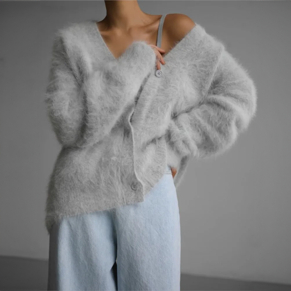 Women's Fluffy Oversized Knit Cardigan