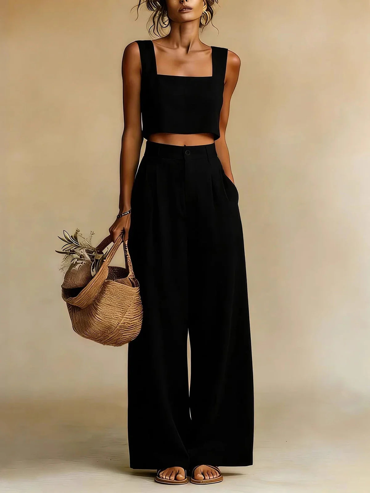 Women's Wide-Leg Palazzo Pants Set