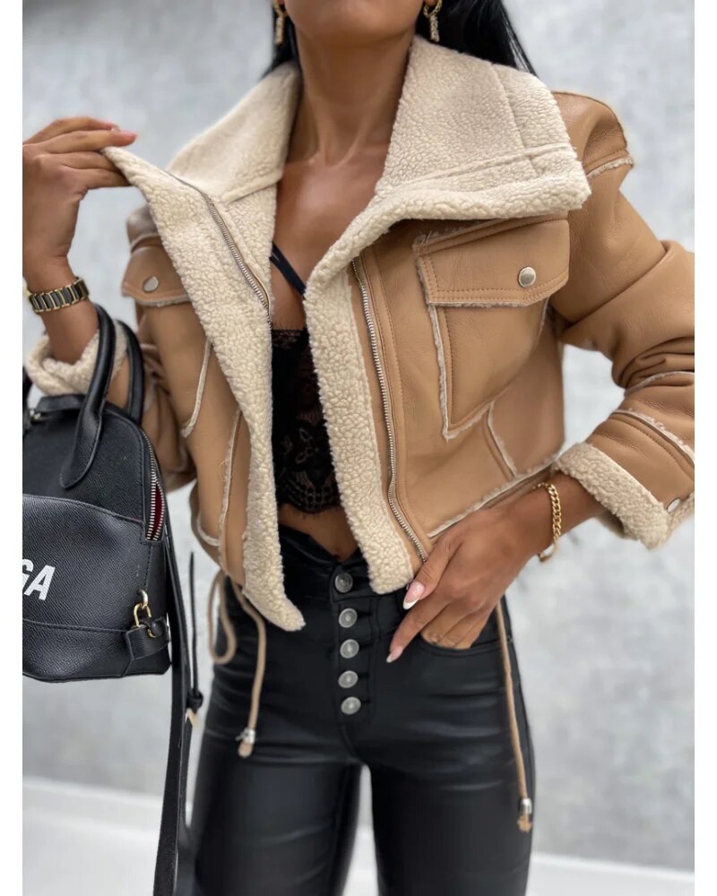 Women's Stylish Cropped Leather Jacket