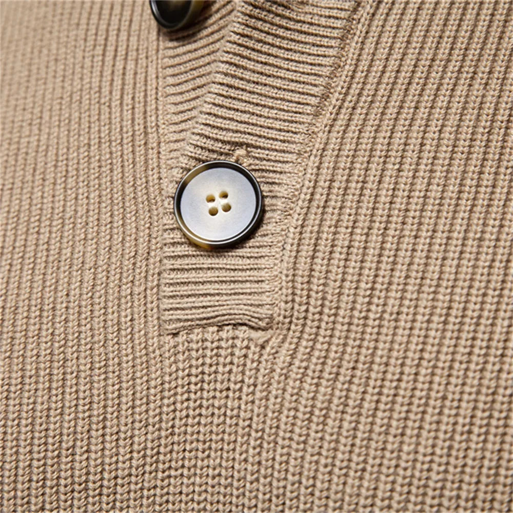 Men's Button-Detail Crew Neck Sweater