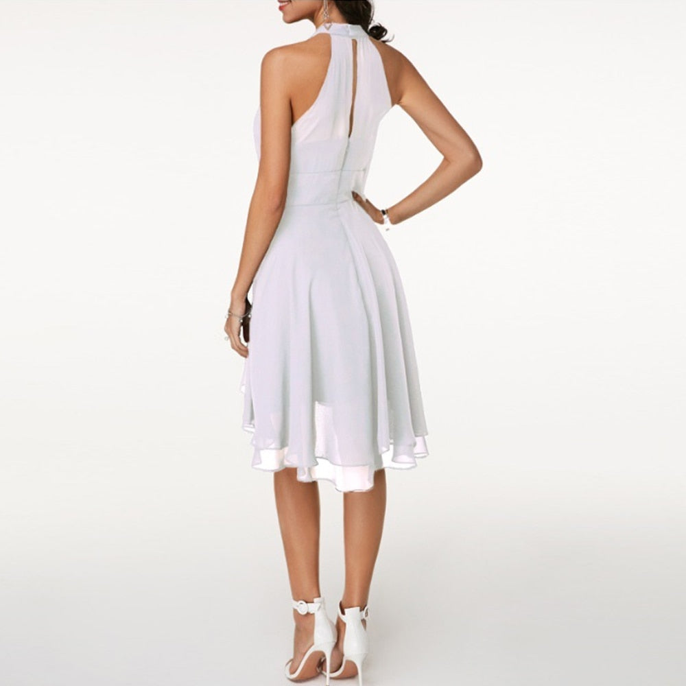 Women's Halter Neck Mini Dress with Flowing Silhouette