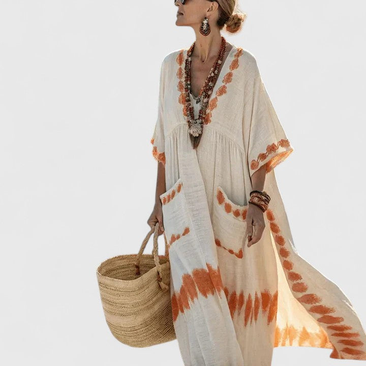 Women's Bohemian Maxi Dress with Pockets